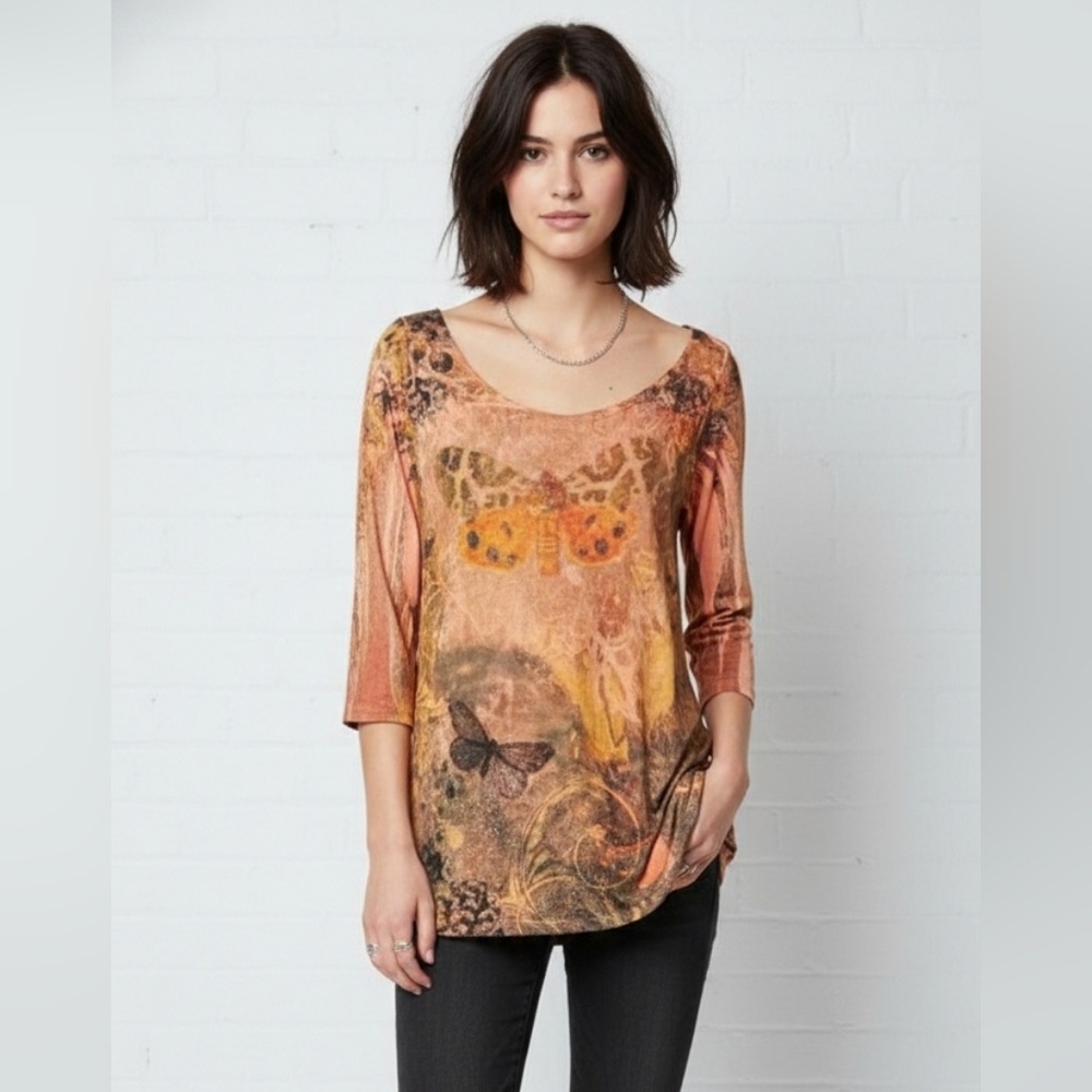 Only 9 Top Fairy Grunge Butterfly Pink Orange M